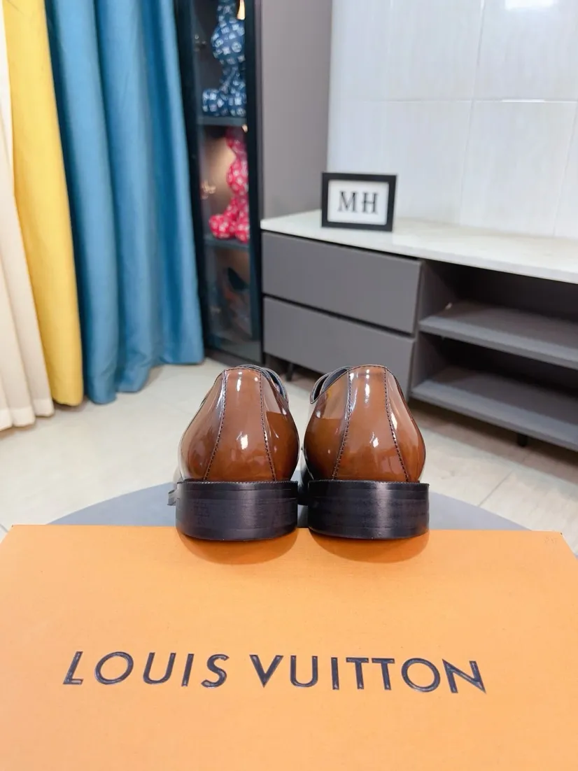 Men's men's shoes 💰520🌸🌸【LV Louis Vuitton】~ New product 🆕High-end original men's 🚹Business casual leather shoes, made of original cowhide open-edge bead fabric➕comfortable and soft cowhide lining➕cowhide insole, original LOGO rubber non-slip outsole. Code number: 38-44